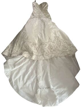 Rina diMontella Strapples Sweetheart Ivory Embroidered Wedding Gown High Low sz4